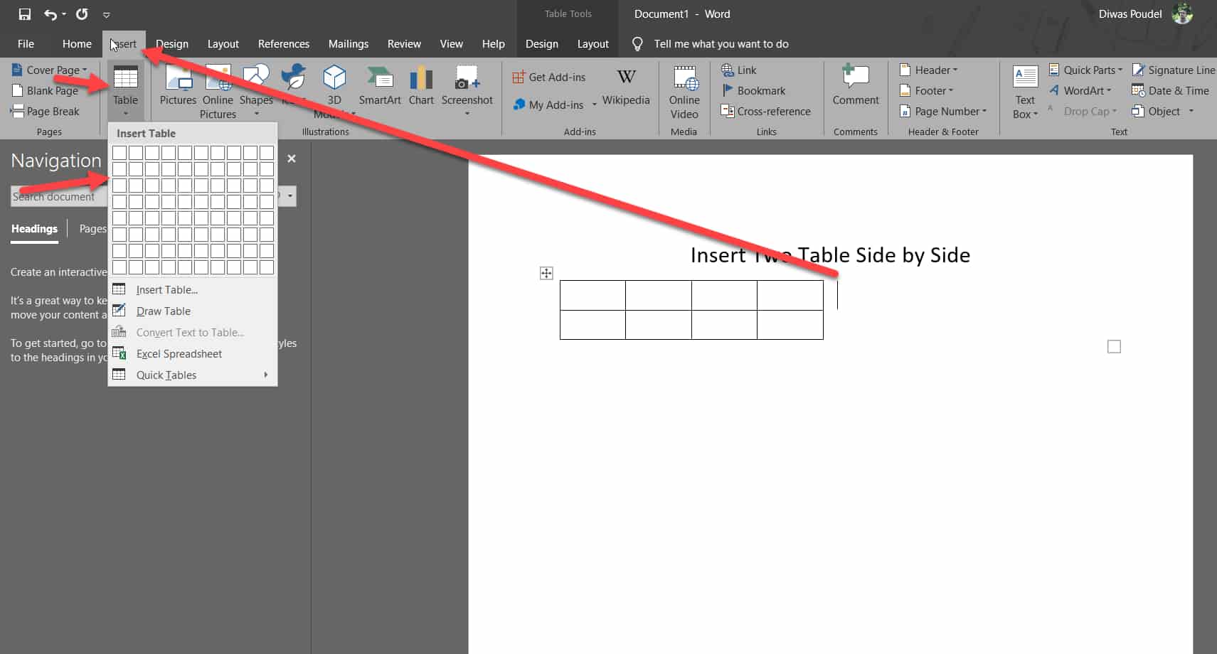 how-to-make-two-tables-side-by-side-in-microsoft-word