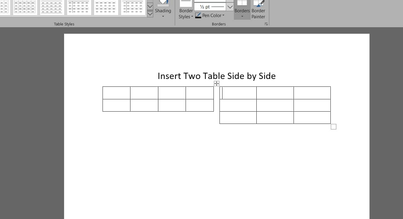 How to make two tables side by side in Microsoft Word?