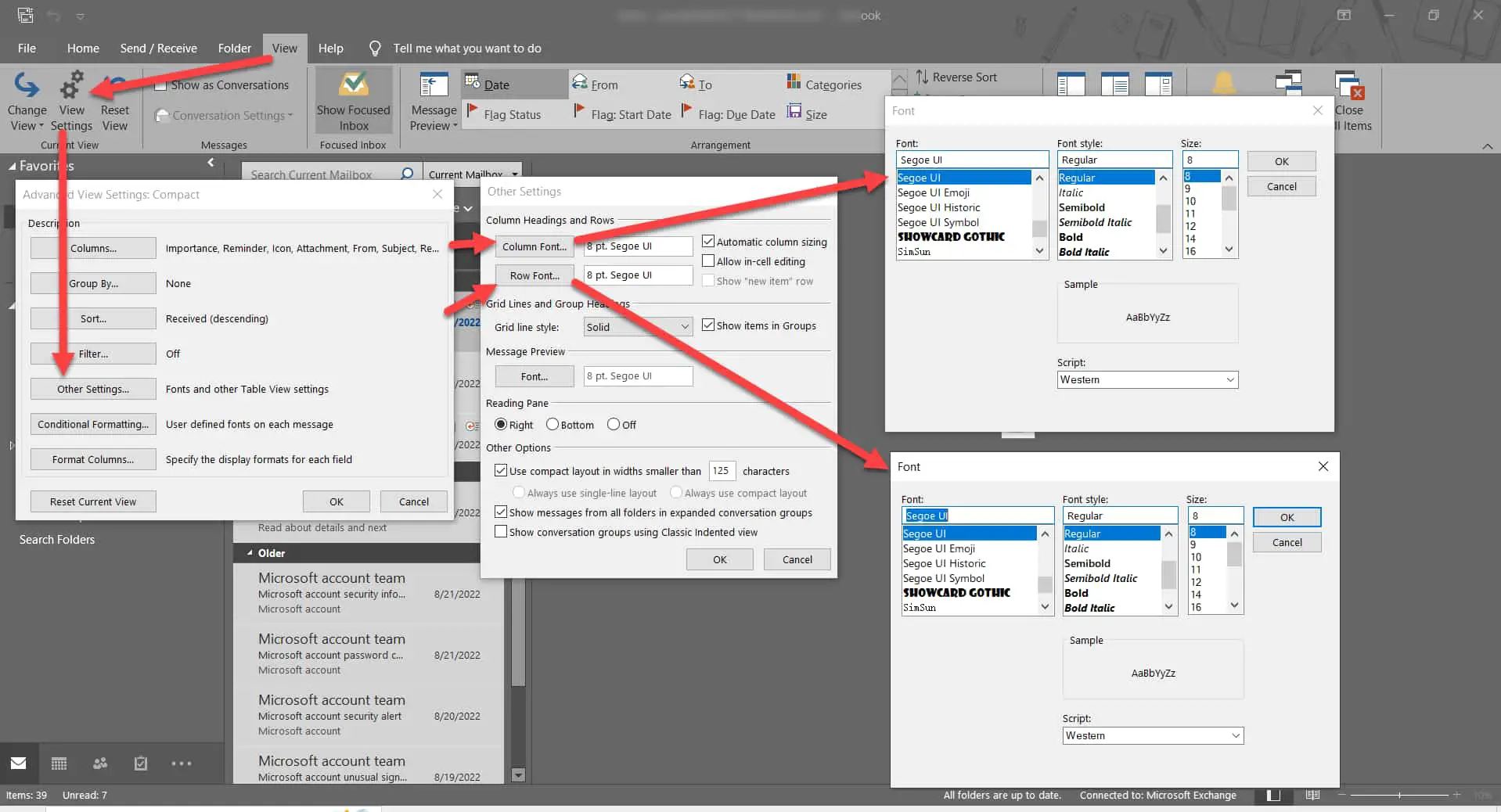 How to switch back to the classic / legacy view outlook