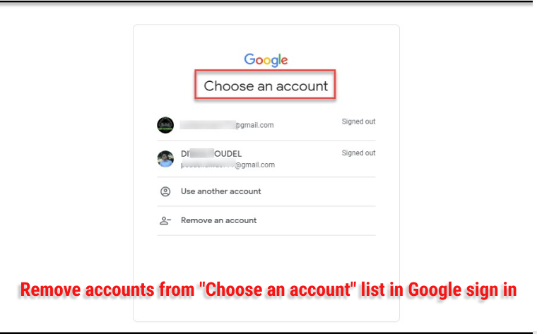 how to remove google account from list